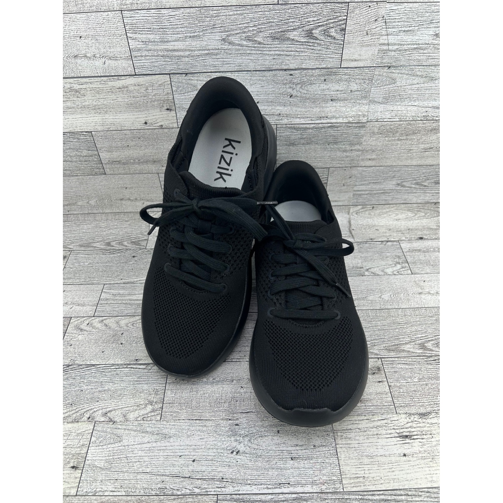 Kizik Black Hands Free Lace Up Mesh Sneakers Shoes Mens 7 Womens 8.5